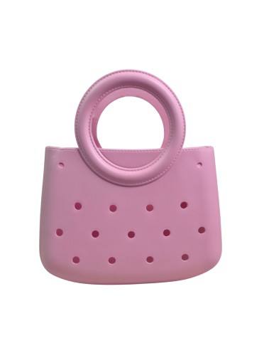 Mini EVA Beach Bag for Women - Cute Waterproof Rubber Tote Handbag for Vacation, Pool & Shower - Washable Mini Handbag for Sunscreen, Phone & Keys (Baby Pink)(8 Inch) 